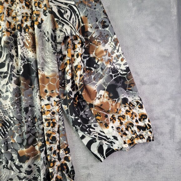 Rebecca Malone Womens 2X Animal Print Stretch Long Sleeve Top Plus Size Vibe - Picture 3 of 9